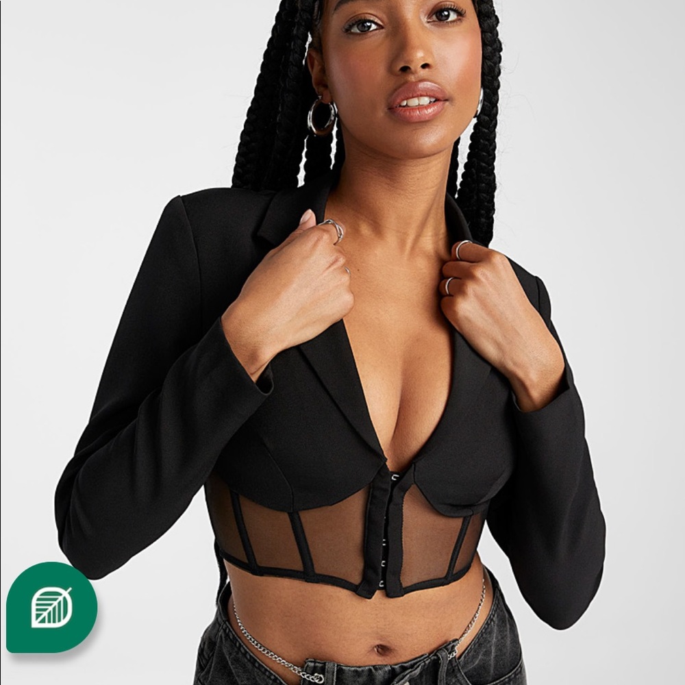 NWT Simons Momokrom Black Sheer Cropped Bustier Jacket